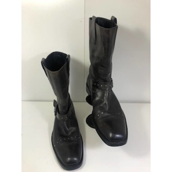 To Boot New York Leather Square Toe Moto Strap Boot Charcoal Mens US 8 main image 4